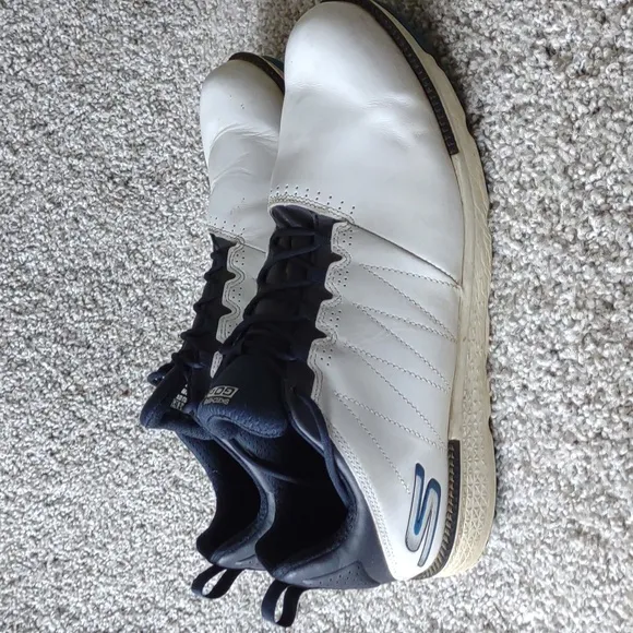 Skechers Go Golf Men's 12 White Blue Spikeless Lace Up  Sneakers