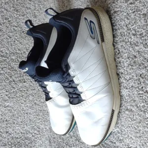 Skechers Go Golf Men's 12 White Blue Spikeless Lace Up  Sneakers