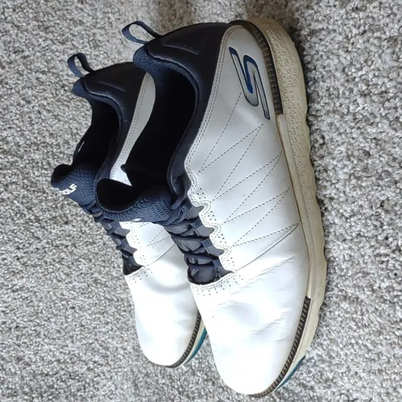 Skechers Go Golf Men's 12 White Blue Spikeless Lace Up  Sneakers