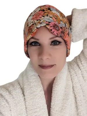 Sleeping Cap with Eye Mask | Breathable Flannel | Bright Floral