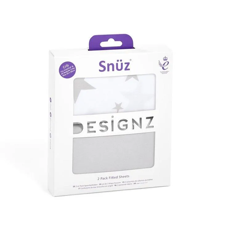 Snuz Crib 2 Pack Fitted Sheets - Stars