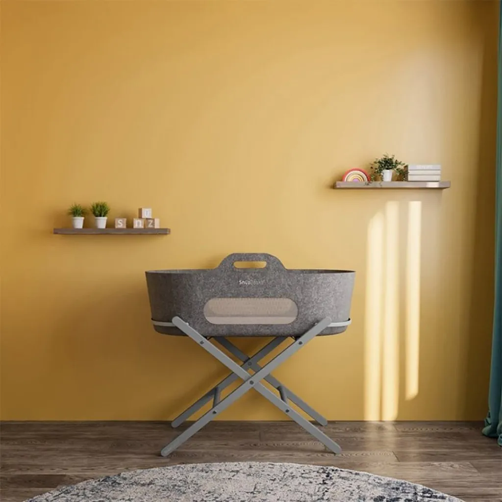 SNUZBaskit Moses Basket & Stand - Dark Grey/Grey