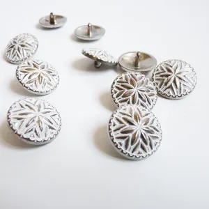Starburst Metal Shank Button - White