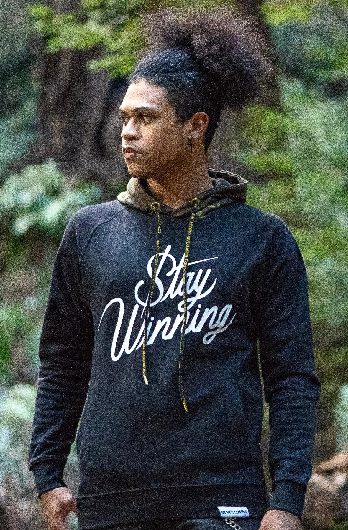 Stay Winning Script Black/White Camo Hoodie