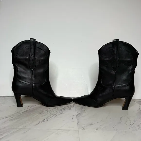 Steve Madden Josefine Western Black Leather Heeled Boot 8M
