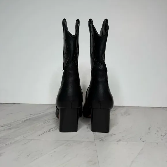 Steve Madden Josefine Western Black Leather Heeled Boot 8M