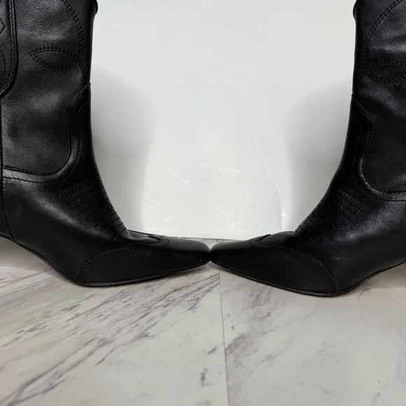 Steve Madden Josefine Western Black Leather Heeled Boot 8M