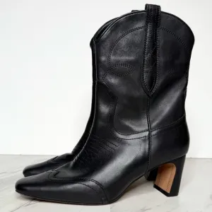 Steve Madden Josefine Western Black Leather Heeled Boot 8M
