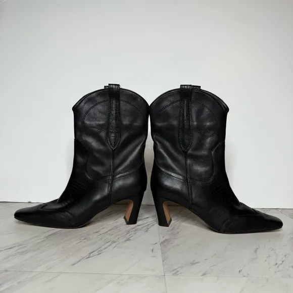 Steve Madden Josefine Western Black Leather Heeled Boot 8M