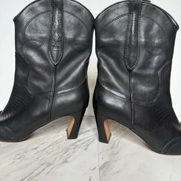 Steve Madden Josefine Western Black Leather Heeled Boot 8M