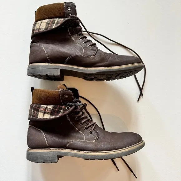 Steve Madden - Men’s Neptun Plaid Collar Boots in Brown