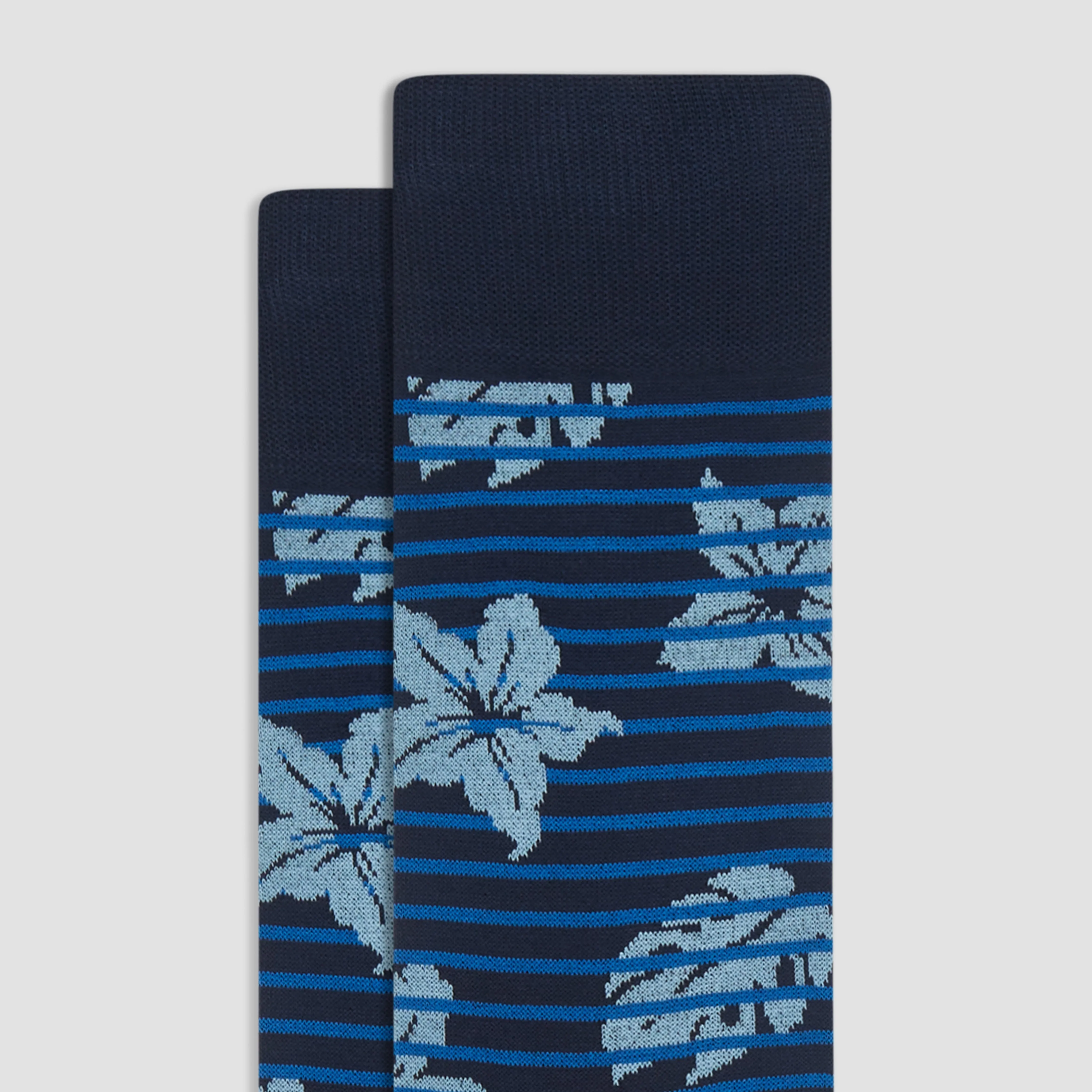 Striped Floral Mid-Calf Socks