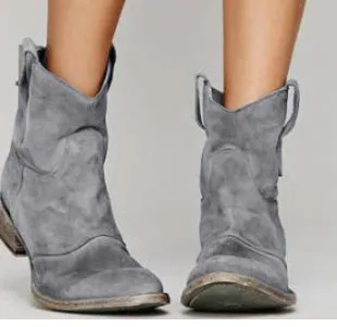 Suede Square Heel Martin Boots – Non-Slip and Comfortable