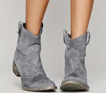 Suede Square Heel Martin Boots – Non-Slip and Comfortable