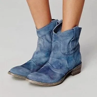 Suede Square Heel Martin Boots – Non-Slip and Comfortable