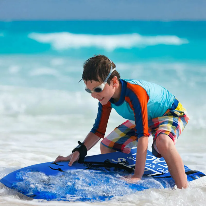Super Lightweight Bodyboard Surfing with Leash EPS Core Boarding-M - Color: Blue