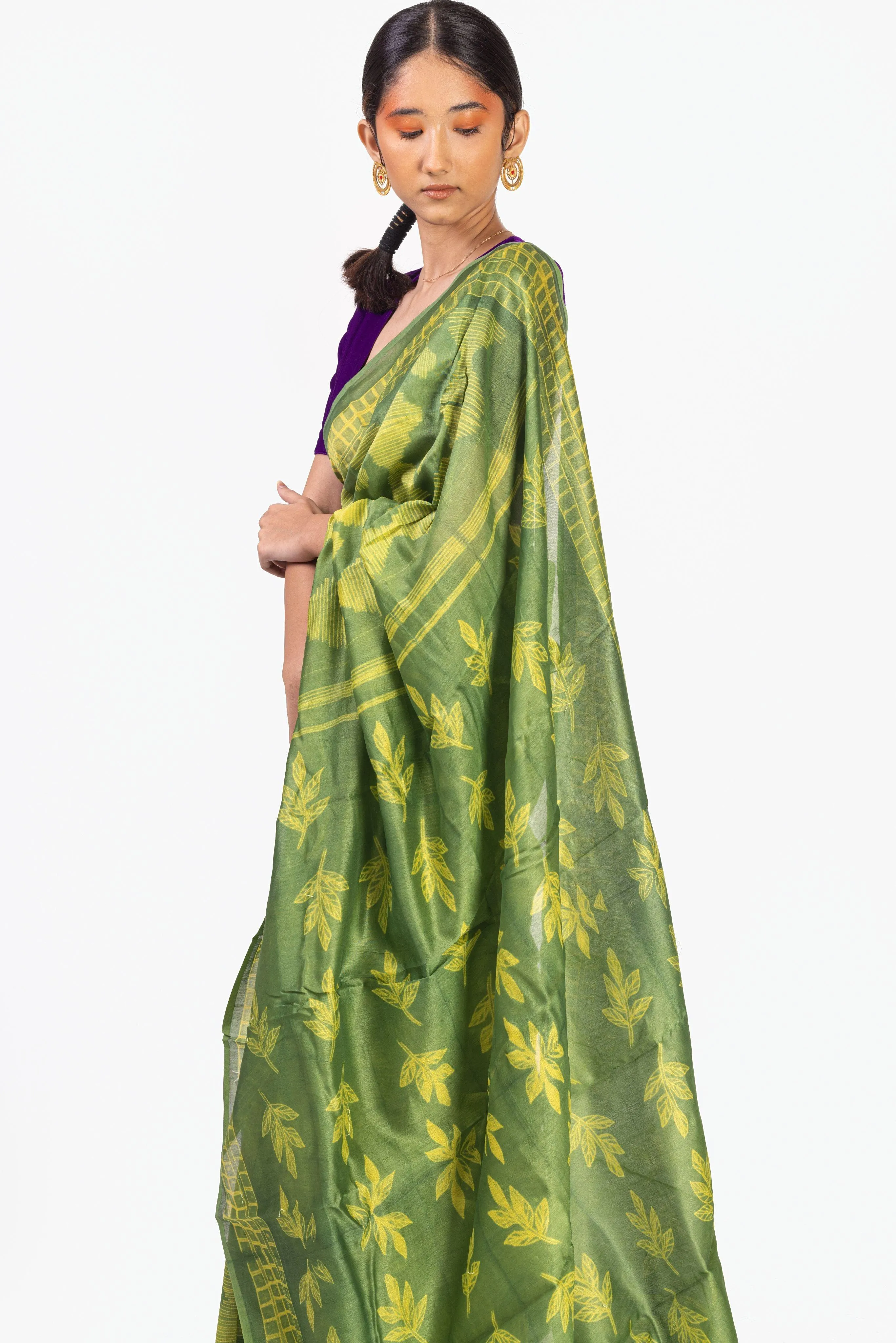 The art of Tie and Dye - Zahra - Green Shibori saree
