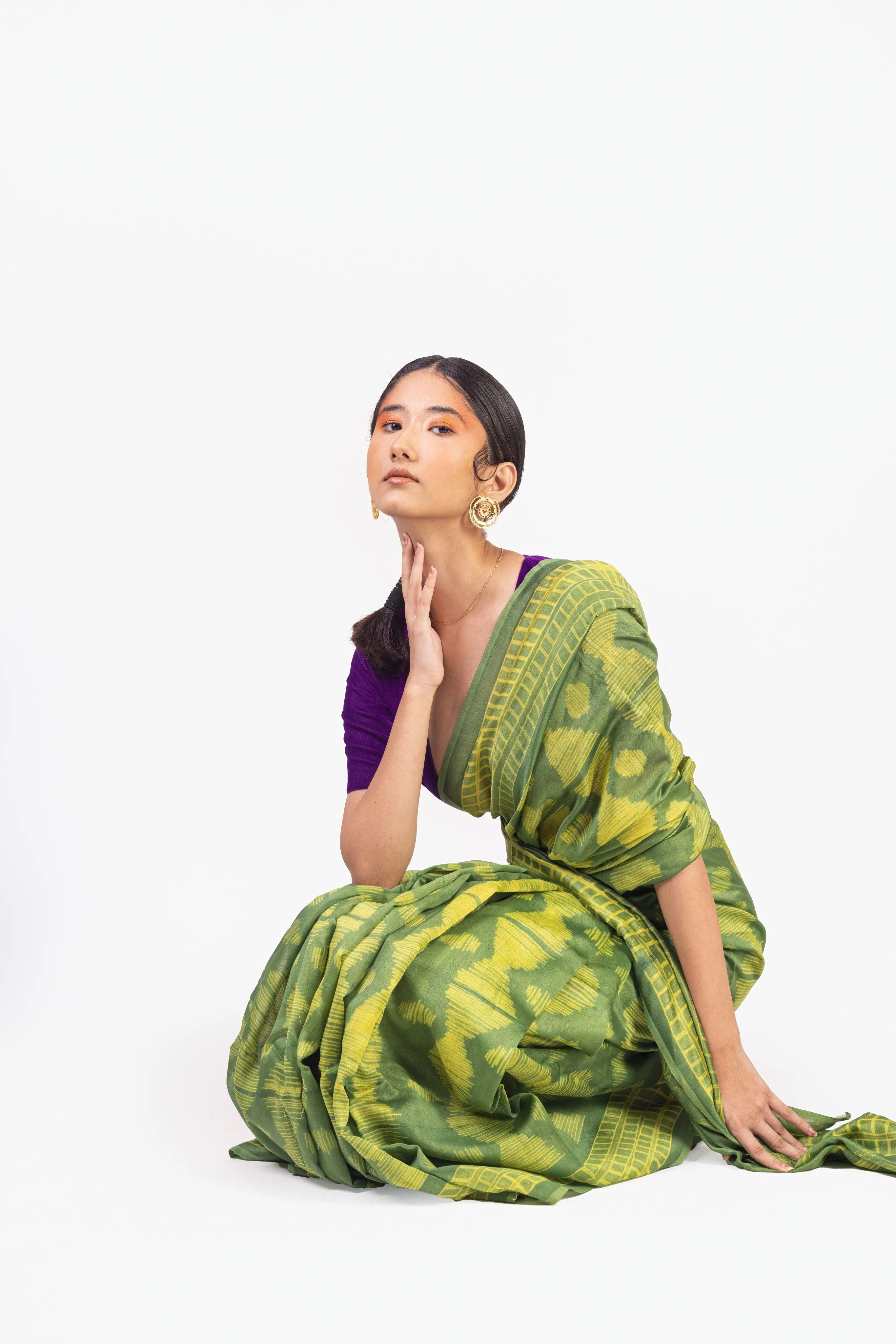 The art of Tie and Dye - Zahra - Green Shibori saree