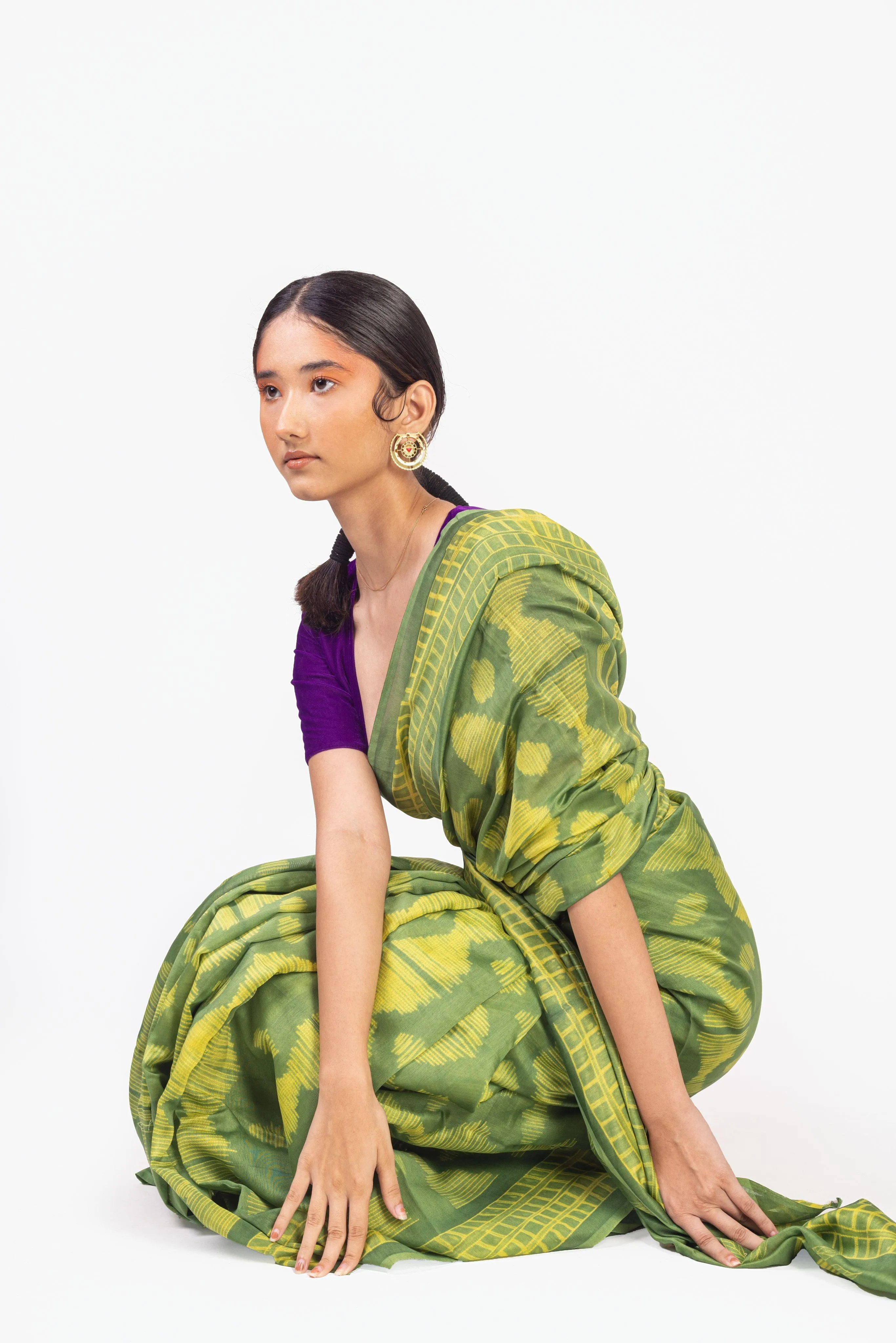 The art of Tie and Dye - Zahra - Green Shibori saree
