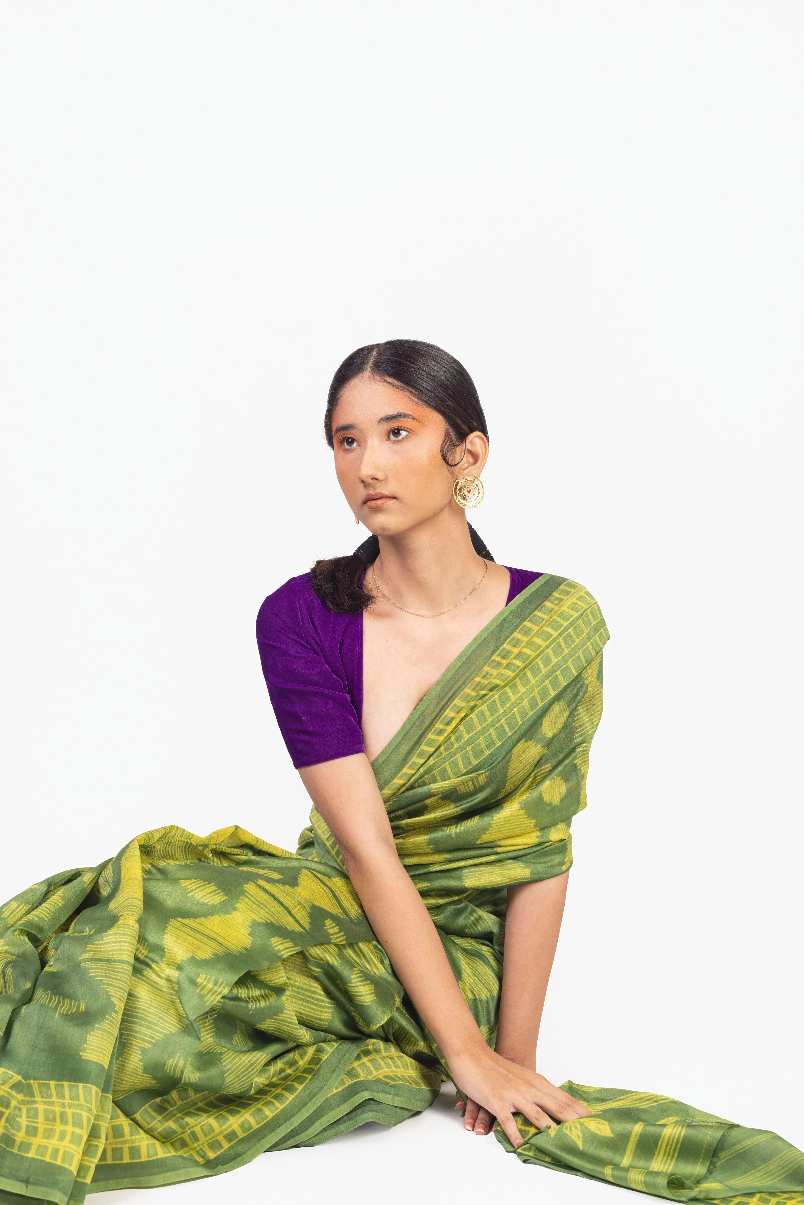 The art of Tie and Dye - Zahra - Green Shibori saree