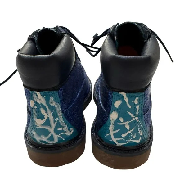 Timberland blue glitter custom boots 7 Toddler