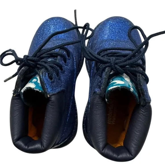 Timberland blue glitter custom boots 7 Toddler