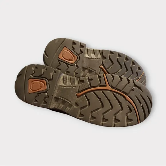 TIMBERLAND BROWN LEATHER STEEL TOE WORK SHOE. MEN'S SIZE 10W.