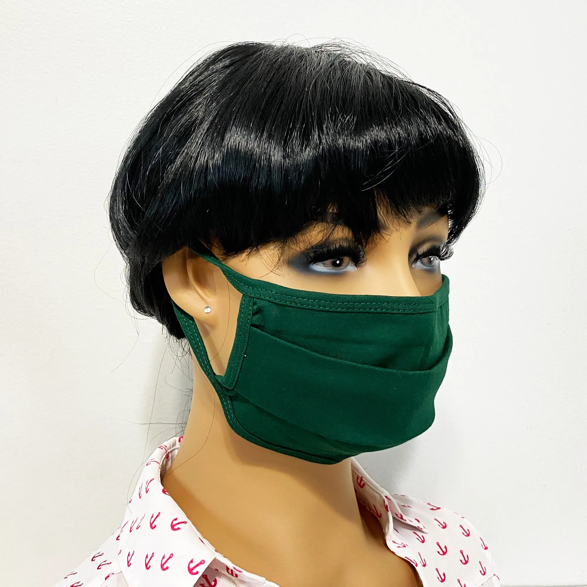 Unisex Face Mask, Washable & Reusable Face Mask, Double Layered Cloth Face Covering, 100% Organic Cotton Mask - Green