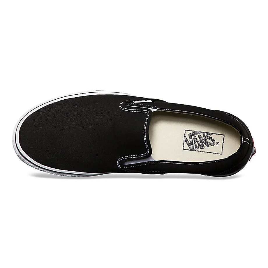 VANS CLASSIC SLIP ON BLACK & WHITE TRAINERS