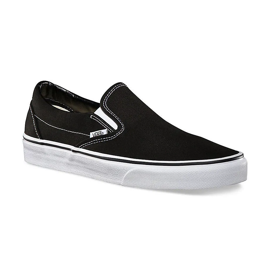 VANS CLASSIC SLIP ON BLACK & WHITE TRAINERS