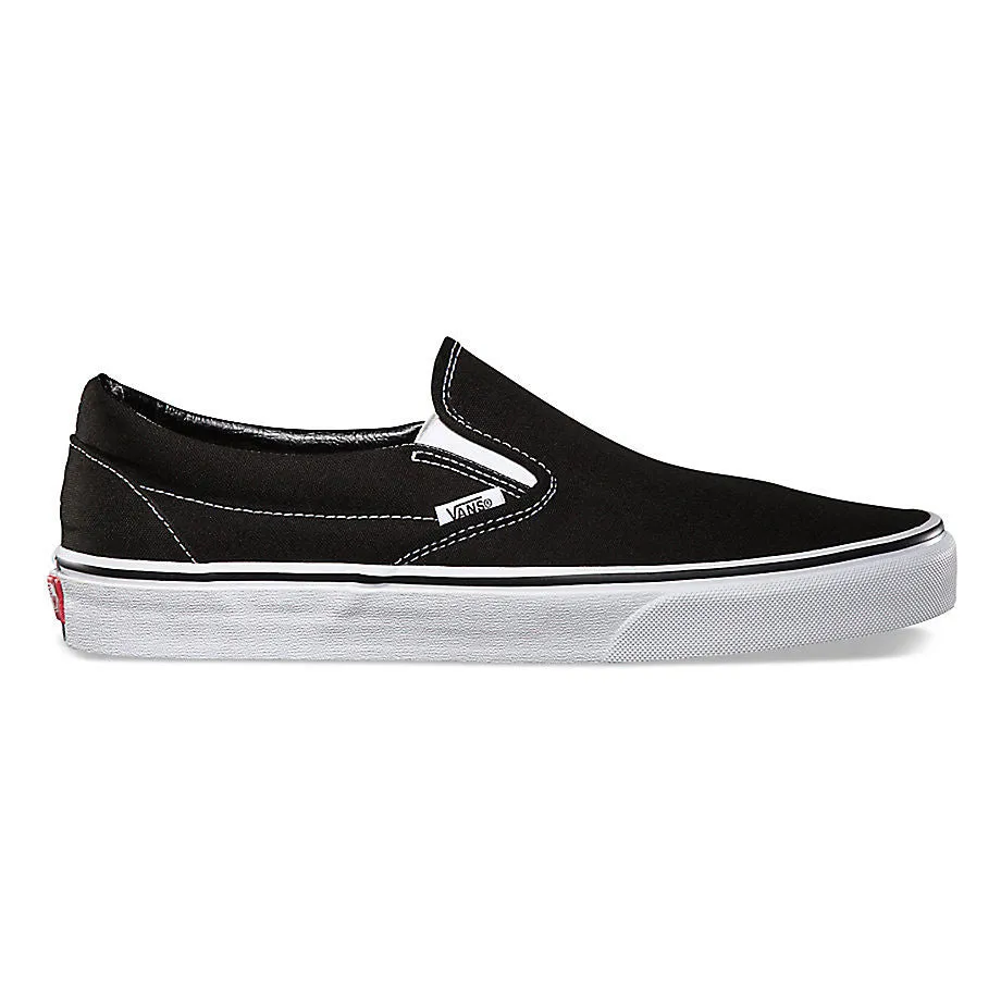 VANS CLASSIC SLIP ON BLACK & WHITE TRAINERS