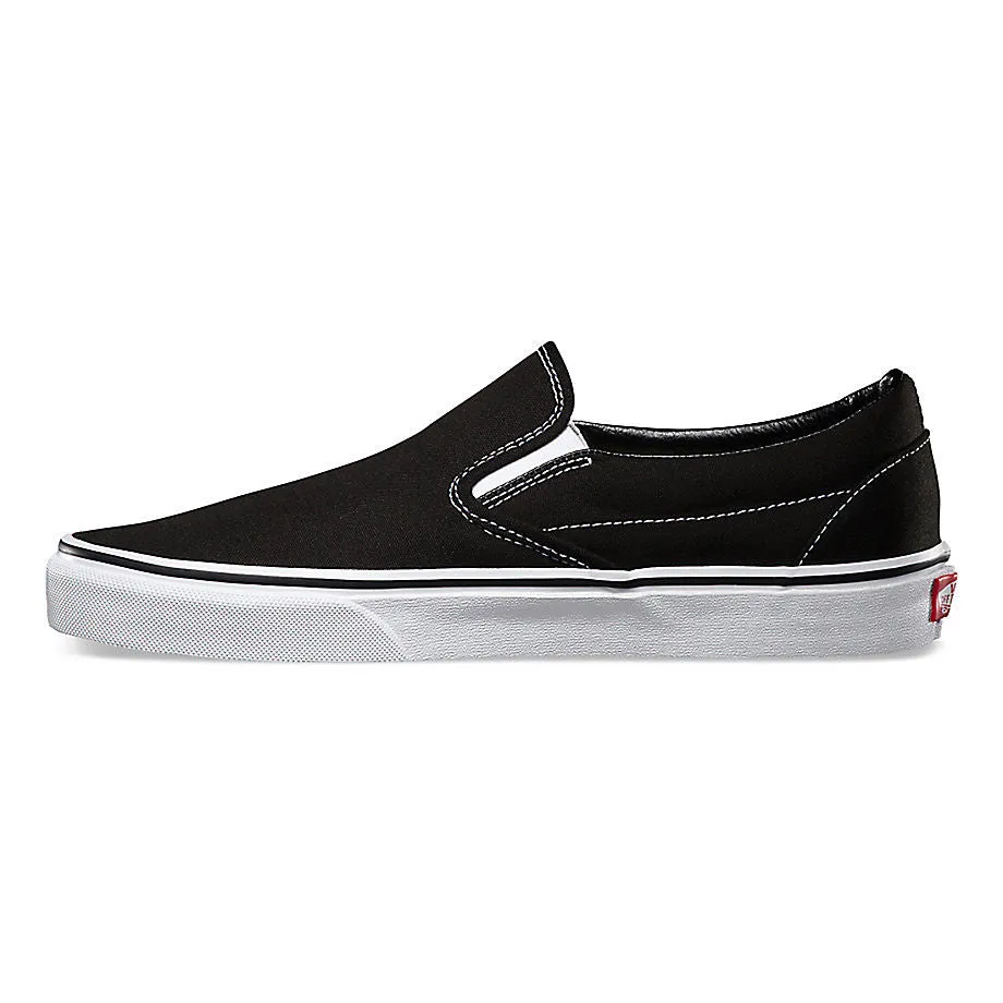 VANS CLASSIC SLIP ON BLACK & WHITE TRAINERS