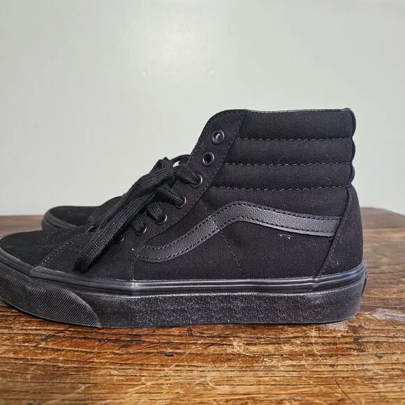 Vans Sk8 Hi Canvas High Top Shoe Sneaker Black/Black Mens 8.5/ Womens 10