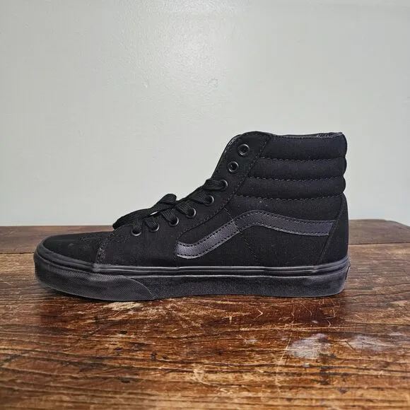 Vans Sk8 Hi Canvas High Top Shoe Sneaker Black/Black Mens 8.5/ Womens 10