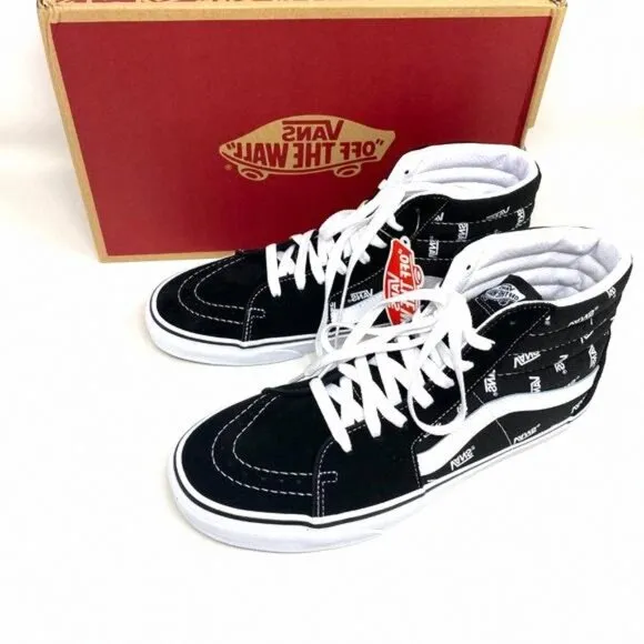 Vans Sk8 Hi Men's Size Canvas High Top VN0A32QGQW7 White Skateboarding Black