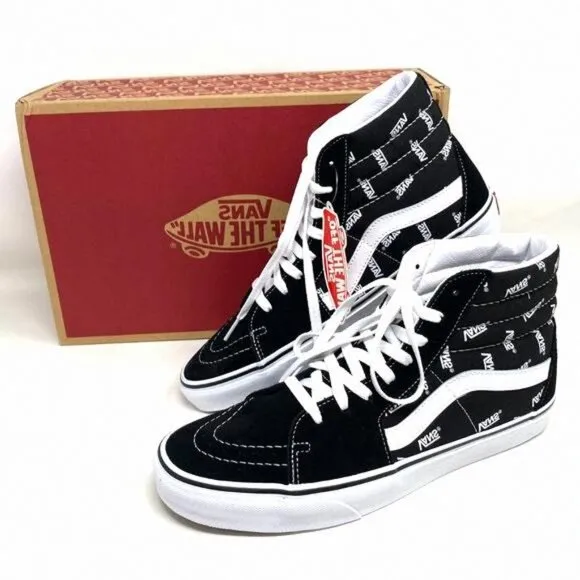 Vans Sk8 Hi Men's Size Canvas High Top VN0A32QGQW7 White Skateboarding Black