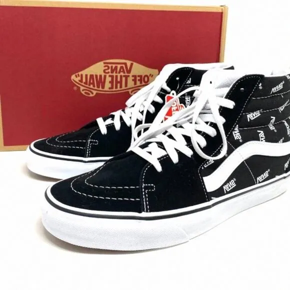 Vans Sk8 Hi Men's Size Canvas High Top VN0A32QGQW7 White Skateboarding Black