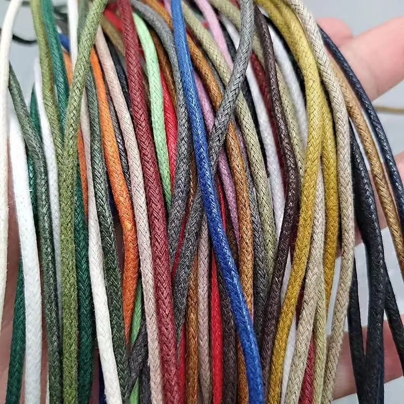 Waxed Leather Shoelaces – Unisex Round Thin Laces