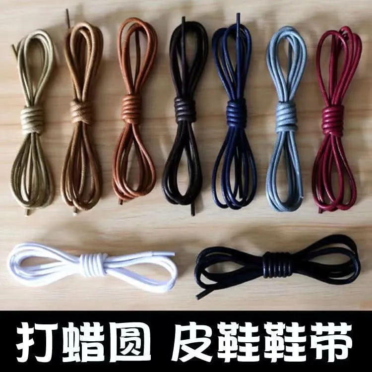 Waxed Leather Shoelaces – Unisex Round Thin Laces