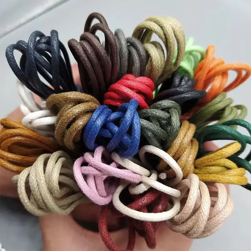 Waxed Leather Shoelaces – Unisex Round Thin Laces
