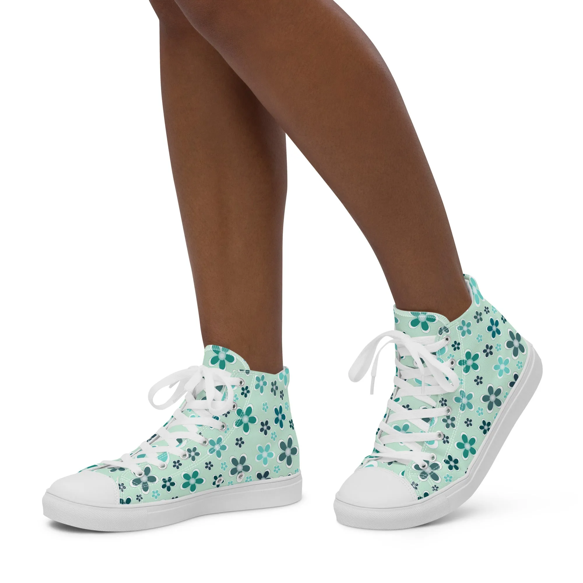 Women’s high top canvas shoes  - Flower Pattern - print on demand
