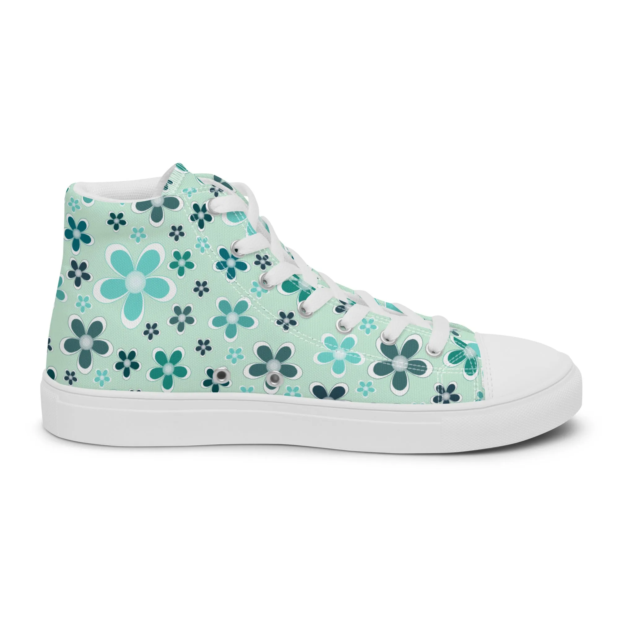 Women’s high top canvas shoes  - Flower Pattern - print on demand