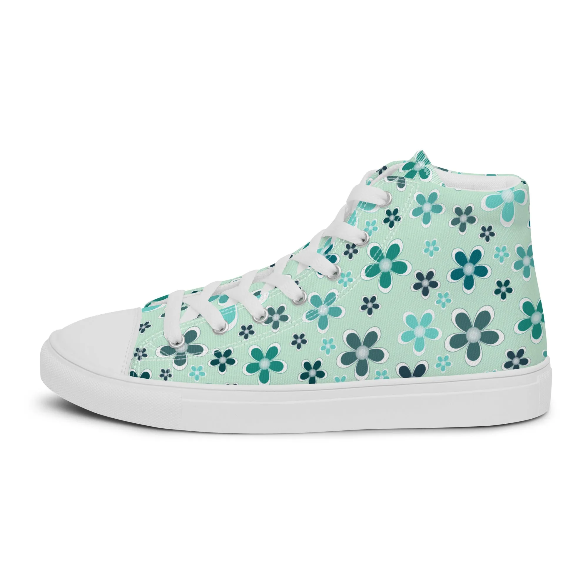 Women’s high top canvas shoes  - Flower Pattern - print on demand