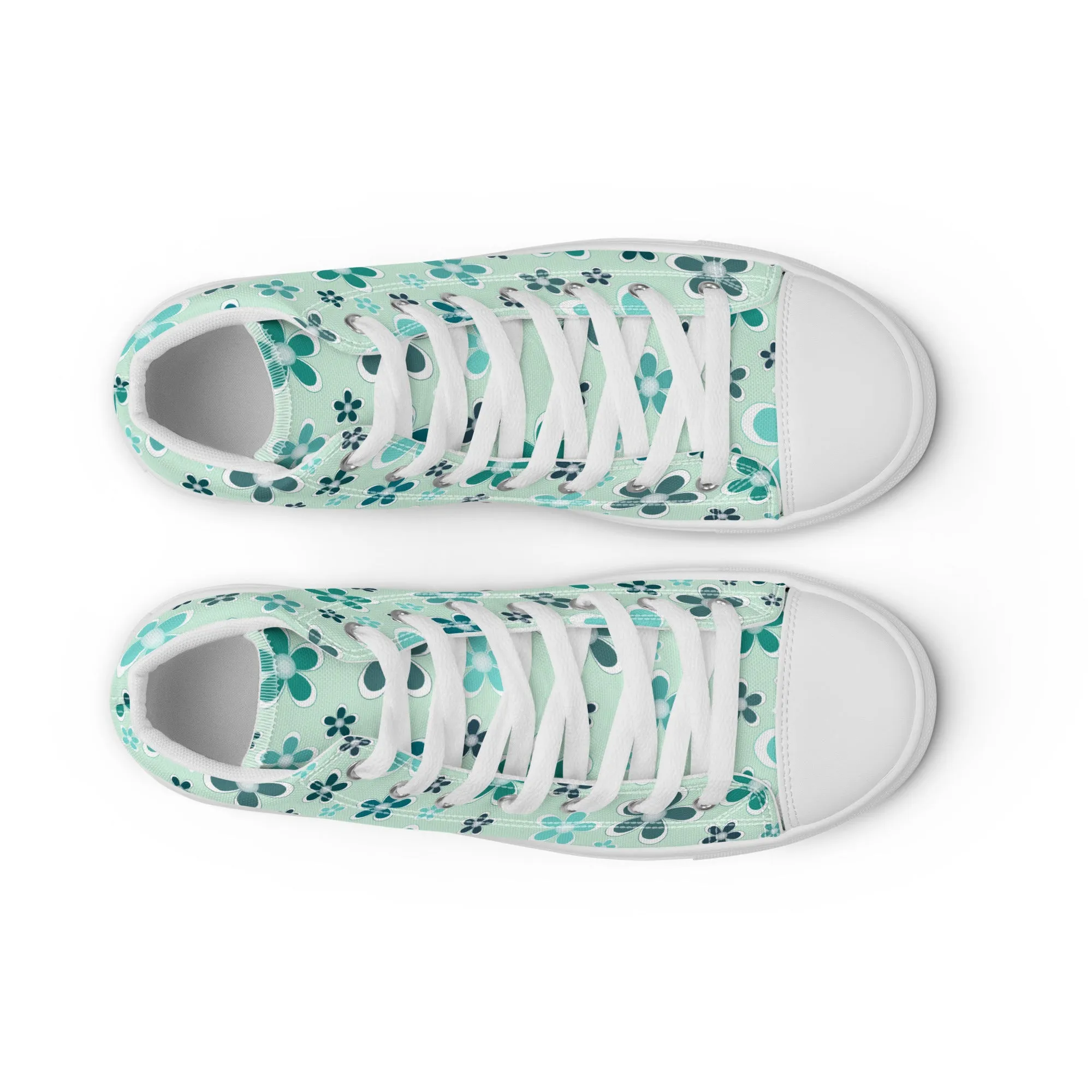 Women’s high top canvas shoes  - Flower Pattern - print on demand