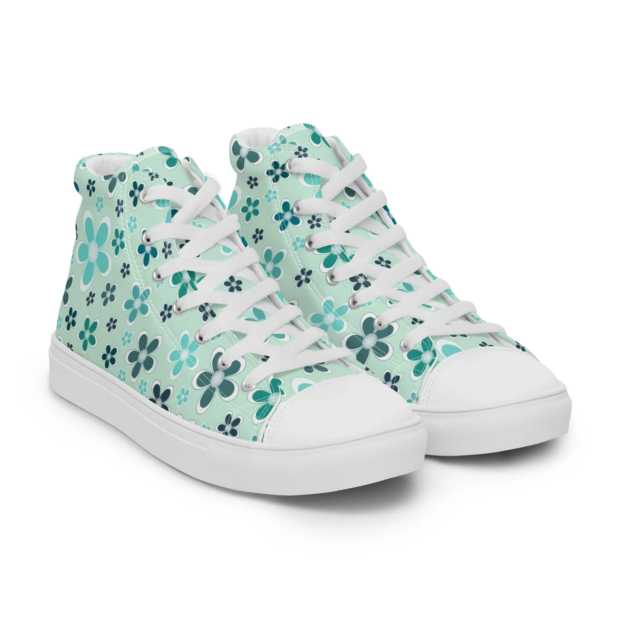 Women’s high top canvas shoes  - Flower Pattern - print on demand