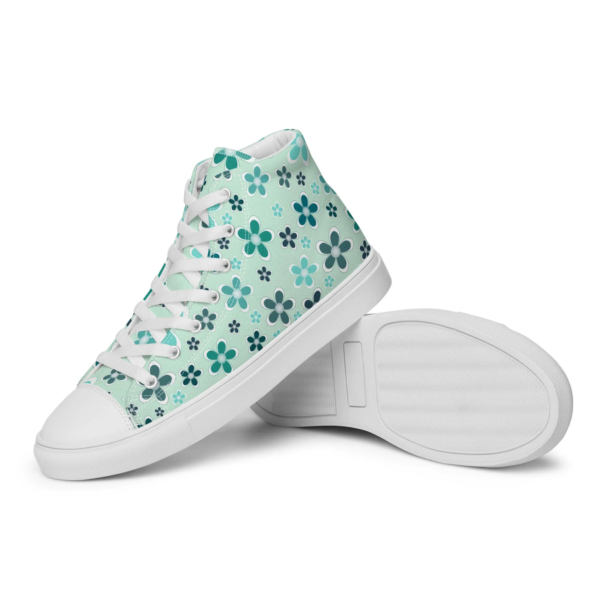 Women’s high top canvas shoes  - Flower Pattern - print on demand