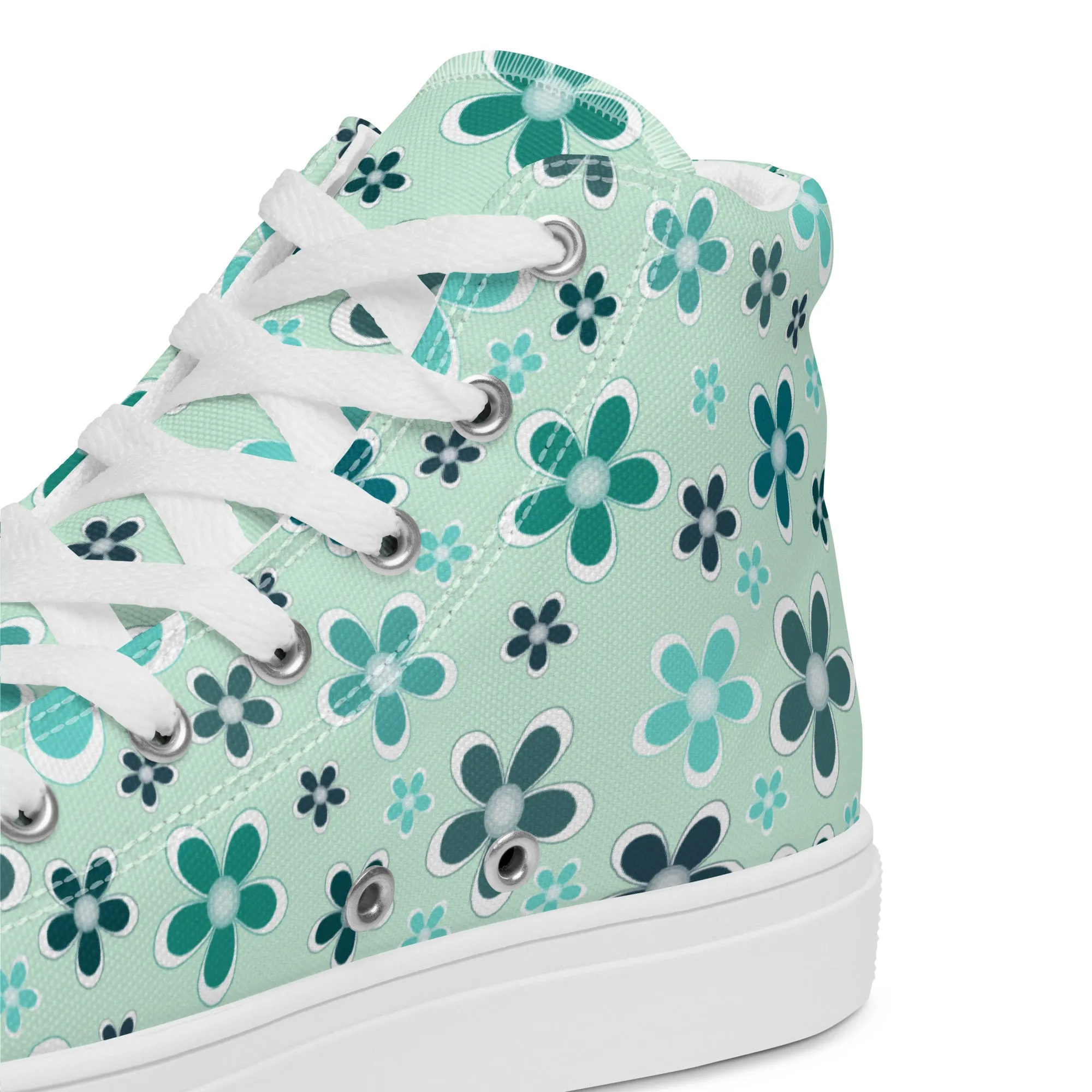 Women’s high top canvas shoes  - Flower Pattern - print on demand