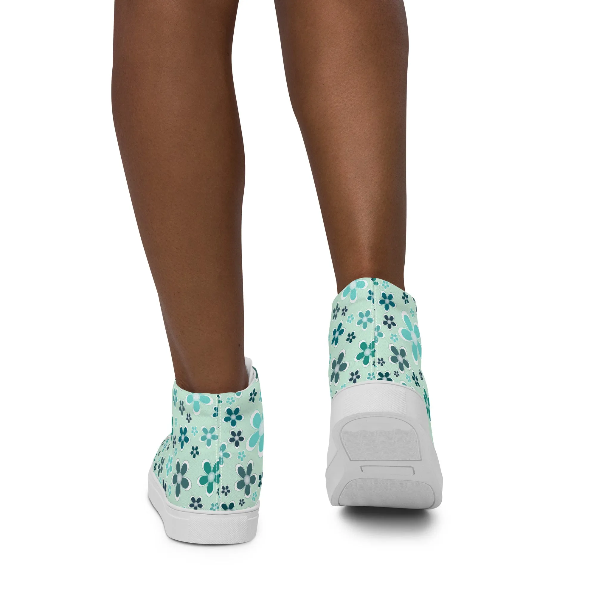 Women’s high top canvas shoes  - Flower Pattern - print on demand