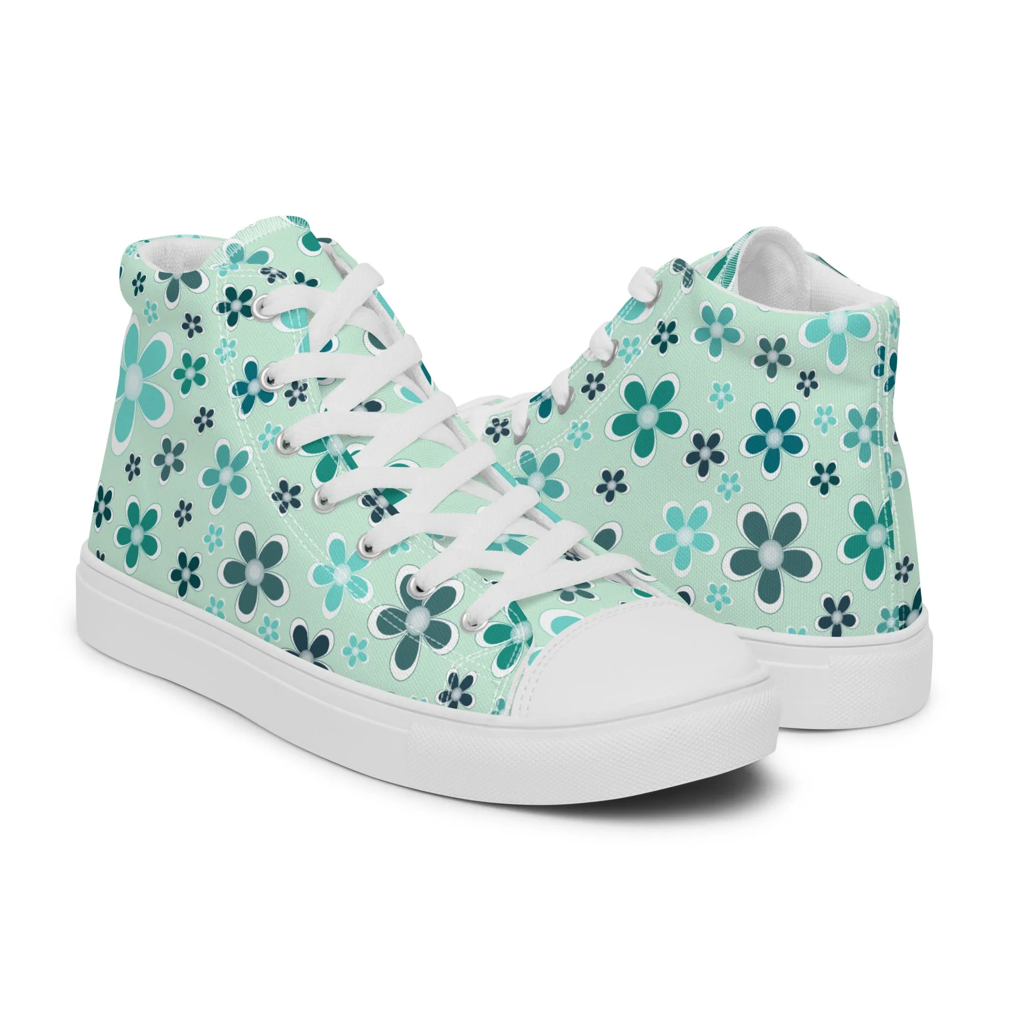 Women’s high top canvas shoes  - Flower Pattern - print on demand