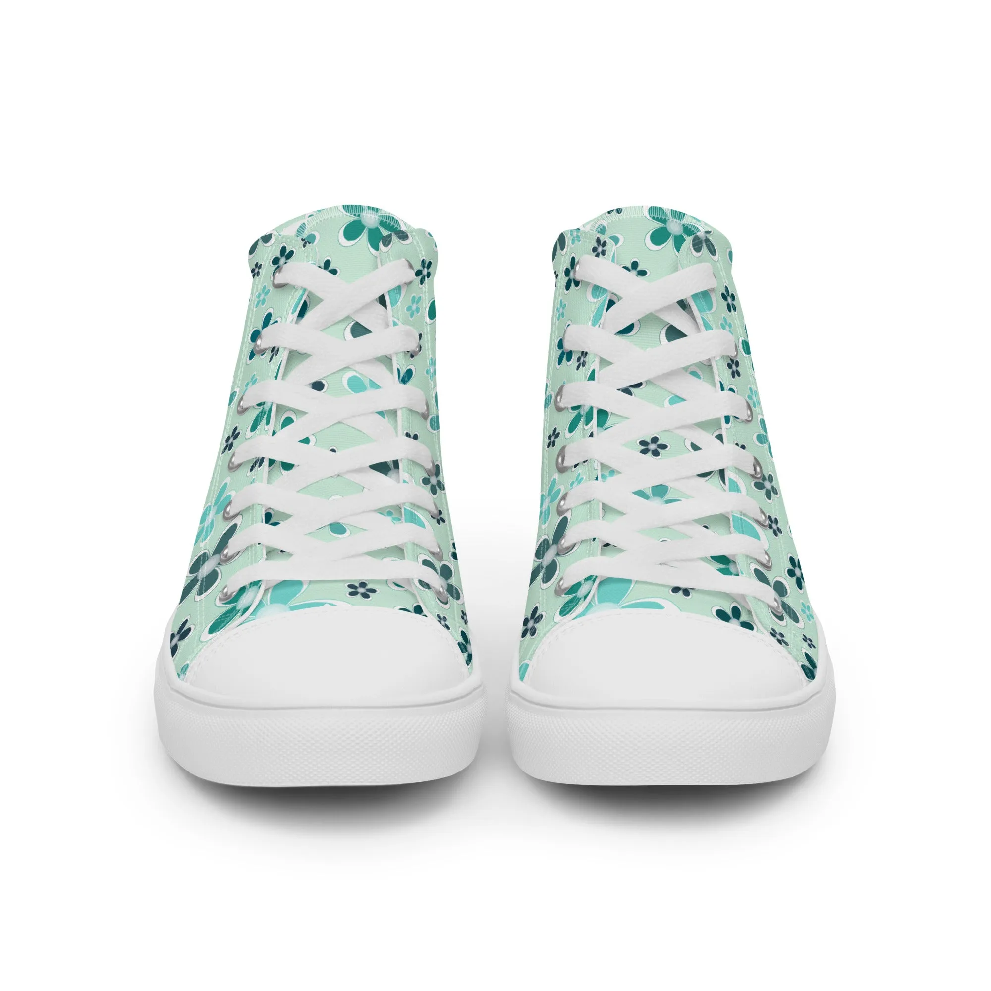Women’s high top canvas shoes  - Flower Pattern - print on demand